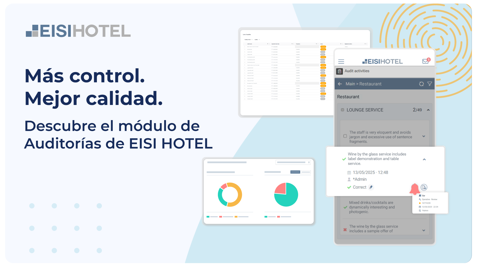 Vista delle funzionalità del Modulo di Audit EISI HOTEL